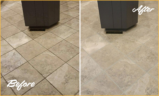 Before and After Picture of a Stafford Kitchen Floor Cleaned to Remove Stains