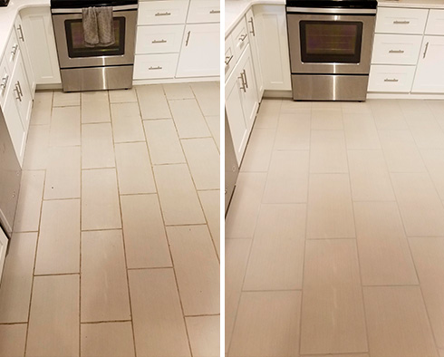 Before and After Picture of a Grout Cleaning Service in Rockville, MD.