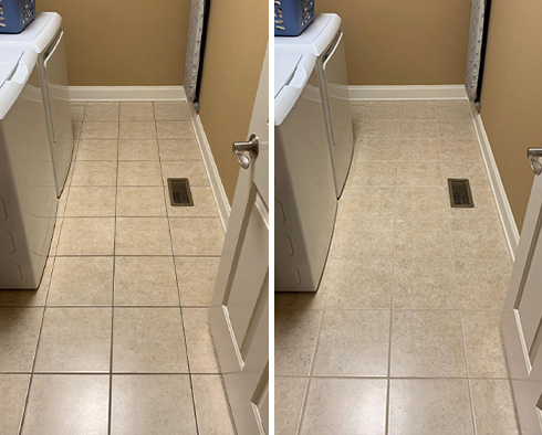 Floor Before and After a Grout Sealing in Sterling, VA
