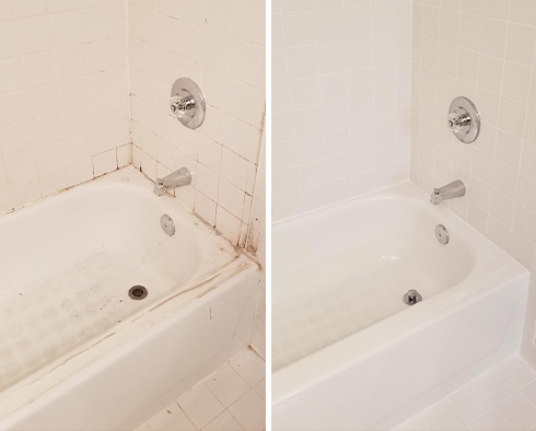 Before and After Picture of a Tile Grout Cleaning Service in Potomac