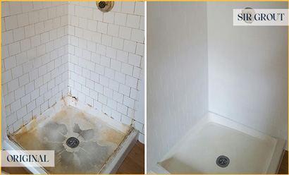 Before and After Picture of a Shower Plagued with Mold