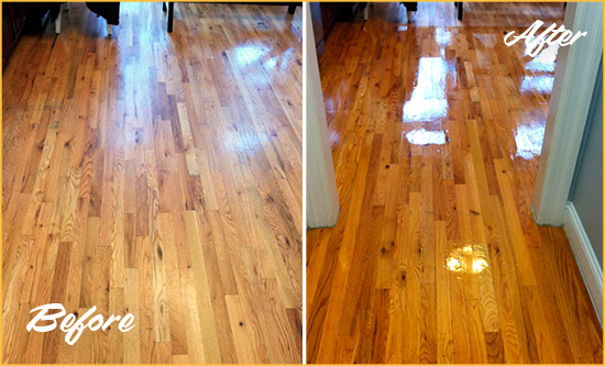 Before and After Picture of a Olney Wood Deep Cleaning Service on a Worn Out Hallway