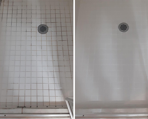 Shower Before and After a Grout Sealing in Alexandria, VA