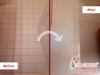 Before and After Our Grout Recoloring in Potomac, MD