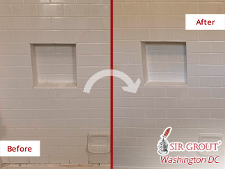 Image of a Shower Before and After our Caulking Services in Chevy Chase
