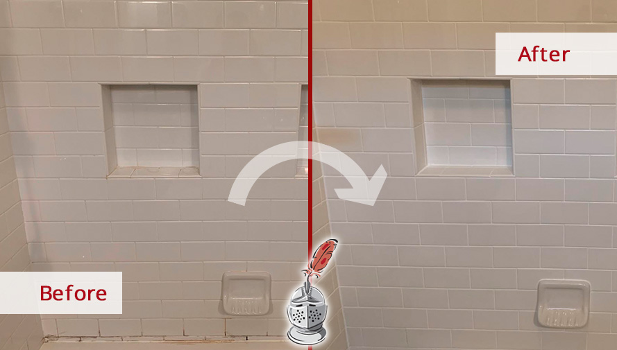 Image of a Shower Before and After our  Professional Caulking Services in Chevy Chase