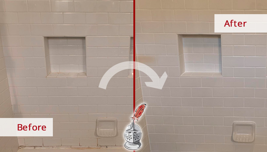 Image of a Shower Before and After our Professional Caulking Services in Chevy Chase