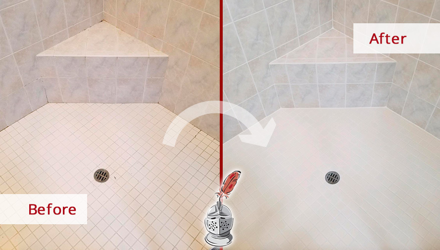 Shower Before and After Our Professional Caulking in Arlington, VA