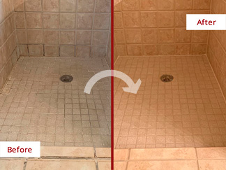 Ceramic Shower Before and After Our Caulking Services in Arlington, VA