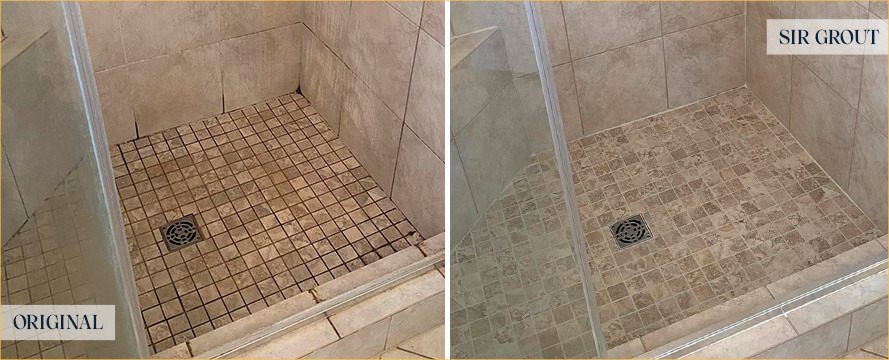 Ceramic Shower Before and After a Restoration Service from Our Bethesda Tile and Grout Cleaners