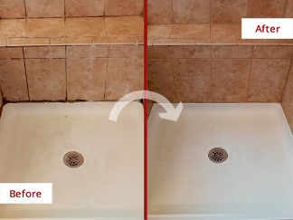 Shower Before and After Our Caulking Services in Fairfax Station, VA