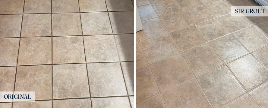 Floor Before and After a Service from Our Tile and Grout Cleaners in Leesburg, VA