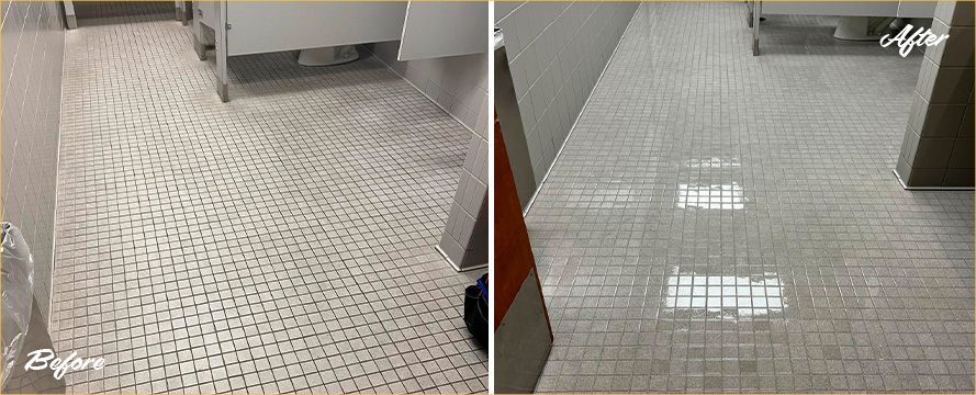 Bathroom Floor Before and After a Tile Cleaning in Fairfax