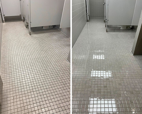 Bathroom Floor Before and After a Tile Cleaning in Fairfax
