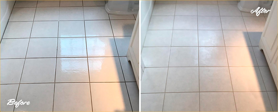 Bathroom Floor Before and After Our Hard Surface Restoration Services in Alexandria, VA