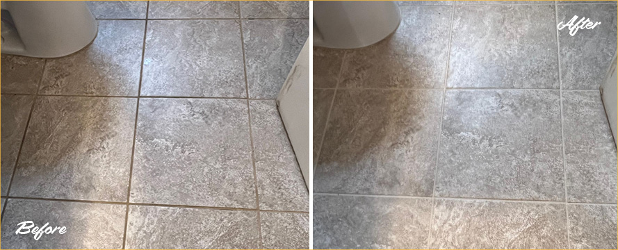 Tile Floor Before and After a Grout Sealing in Washington, DC