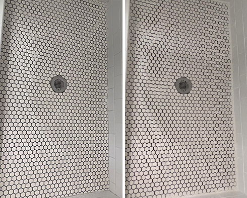 Shower Before and After a Grout Sealing in Potomac, MD