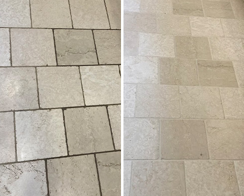 Floor Before and After a Stone Cleaning in Annandale, VA