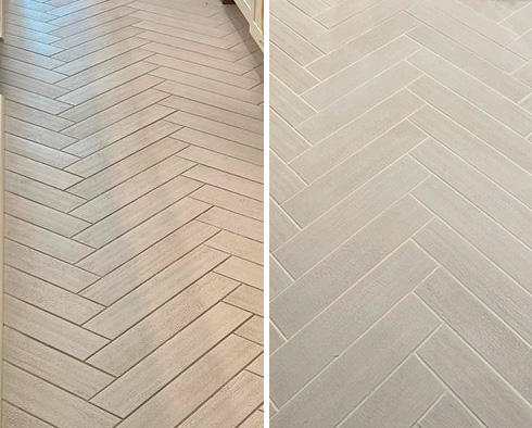 Tile Floor Before and After a Grout Cleaning in Washington, DC