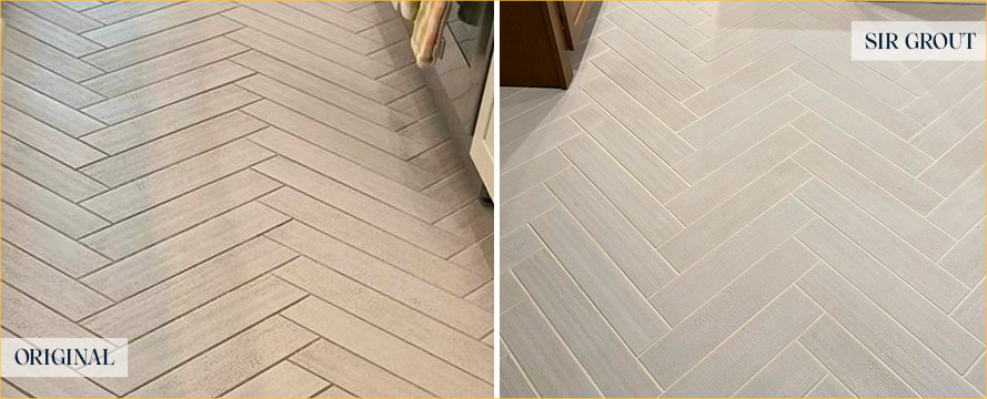 Tile Floor Before and After a Grout Cleaning in Washington, DC
