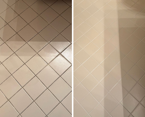 Floor Before and After a Grout Sealing in Washington, D.C.