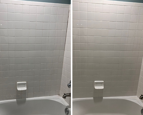 Shower Before and After a Grout Sealing in Leesburg, VA