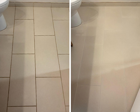 Floor Before and After a Grout Cleaning in Washington, D.C.