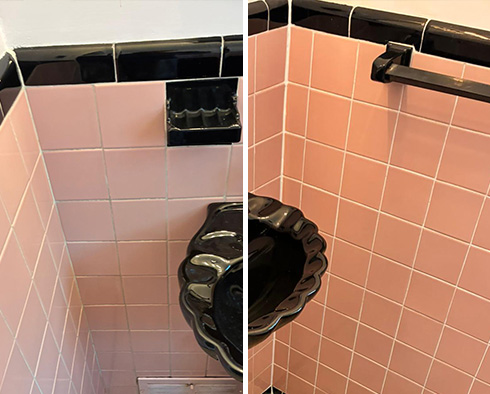 Bathroom Before and After a Grout Sealing in Bethesda, MD