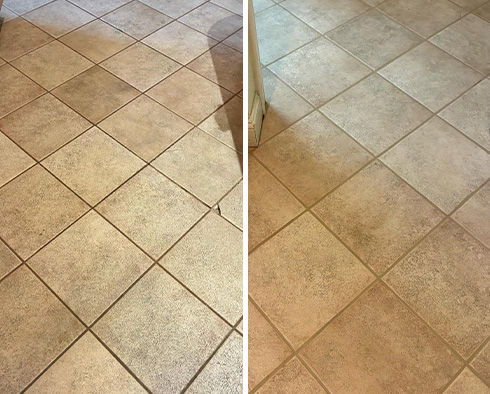 Floor Before and After a Grout Cleaning in Rockville, MD