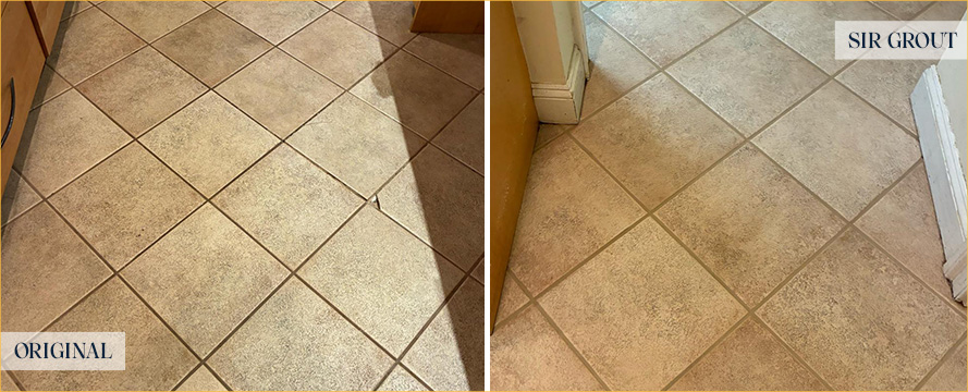 Floor Before and After an Excellent Grout Cleaning in Rockville, MD
