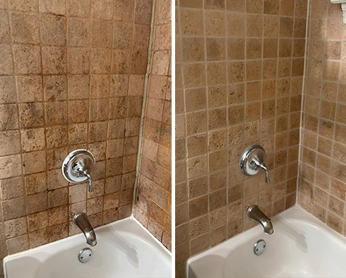 Shower Before and After a Stone Cleaning in Washington, DC