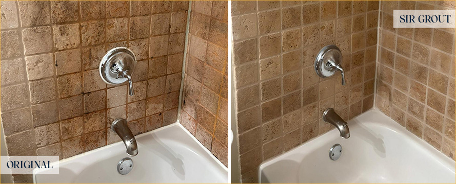 Shower Before and After an Excellent Stone Cleaning in Washington, DC