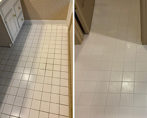 Floor Before and After a Grout Cleaning in Bethesda, MD 