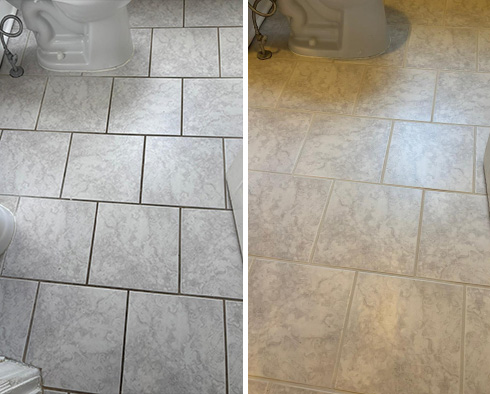 Floor Before and After a Grout Cleaning in Washington, DC 