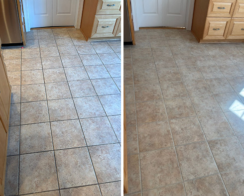 Floor Before and After a Grout Sealing in Washington, DC 