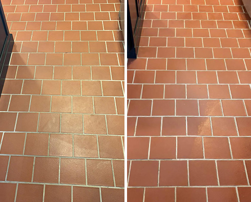 Floor Before and After a Grout Sealing in Silver Spring, MD