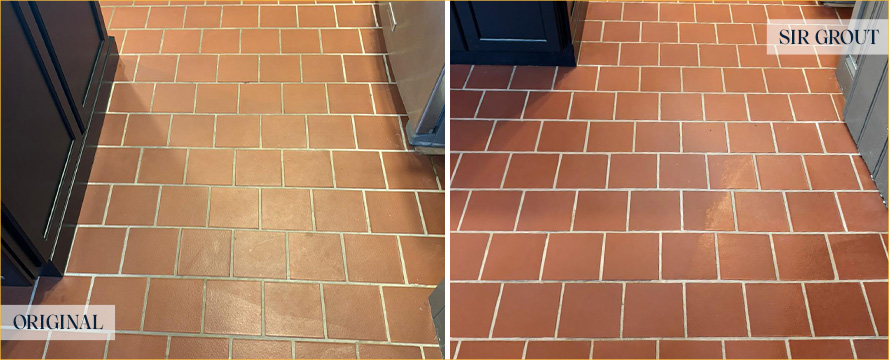 Floor Before and After an Excellent Grout Sealing in Silver Spring, MD