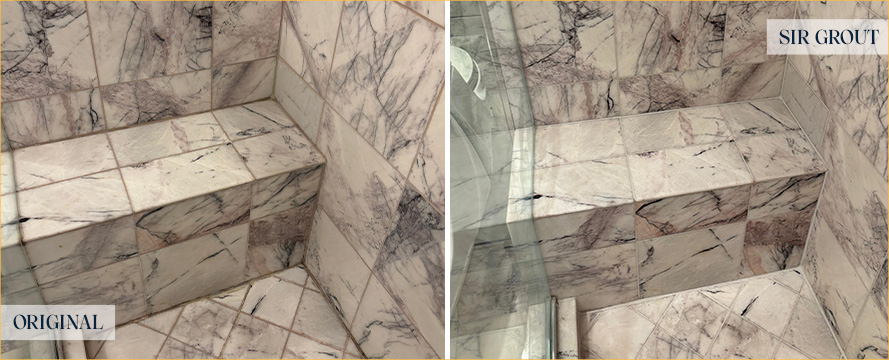 Shower Before and After a Flawless Grout Sealing in Alexandria, VA