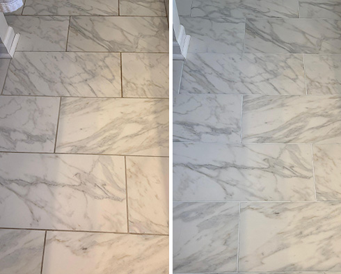 Floor Before and After a Grout Sealing in McLean, VA
