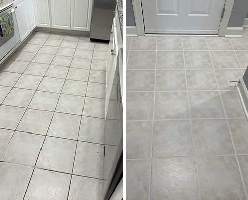 Floor Before and After a Grout Sealing in Woodbridge, VA 