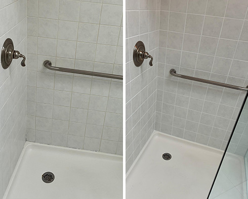Shower Before and After a Grout Sealing in Arlington, VA 