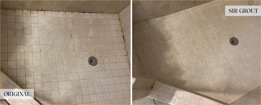 Shower Before and After an Excellent Tile Cleaning in Clarksburg, MD 