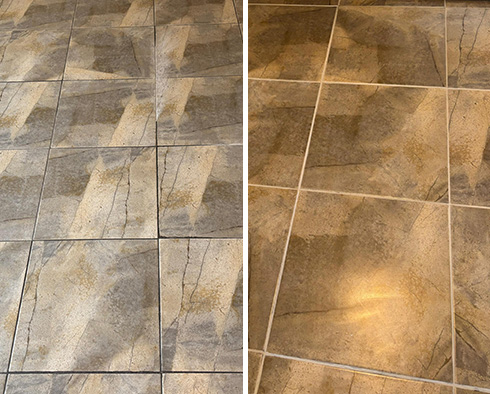 Floor Before and After a Tile Sealing in Washington, DC 