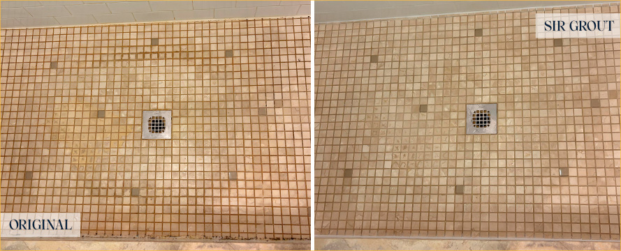 Shower Before and After a Flawless Grout Sealing in Washington, D.C.