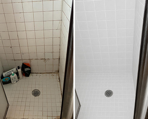 Shower Before and After a Tile Cleaning in Washington, D.C.