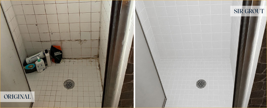 Shower Before and After a Flawless Tile Cleaning in Washington, D.C.