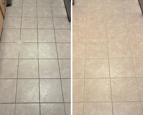Floor Before and After a Grout Cleaning in Washington, D.C.