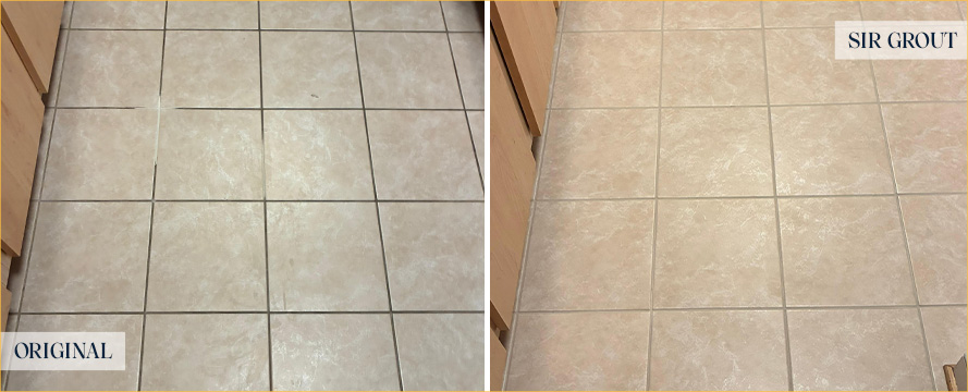 Floor Before and After an Excellent Grout Cleaning in Washington, D.C.