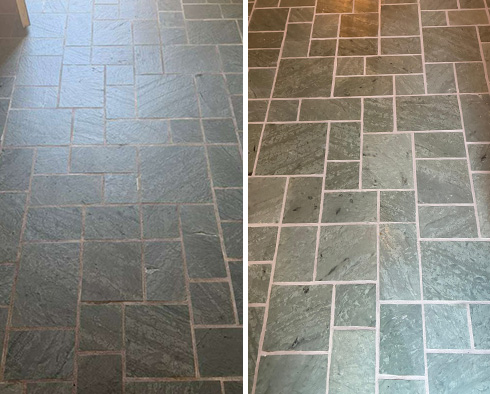 Floor Before and After a Grout Sealing in Washington, D.C.