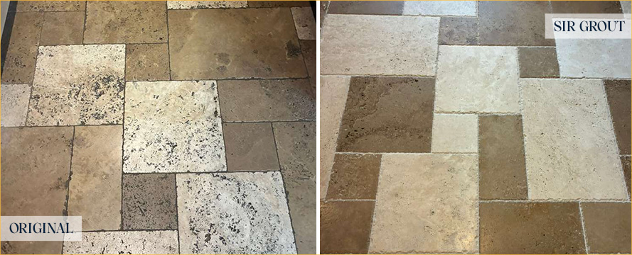 Floor Before and After an Excellent Stone Cleaning in Rockville, MD 